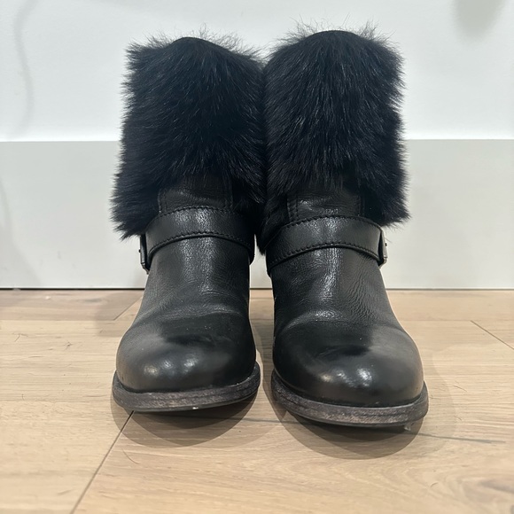 Prada women’s black leather and fur boots - Picture 2 of 6